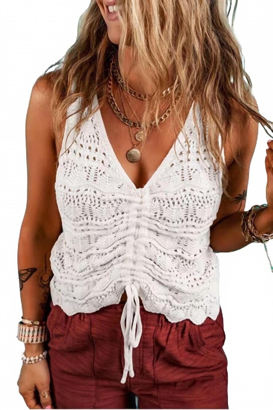 NEW ANOTHER LOVE callie crochet cinch tank in ivory